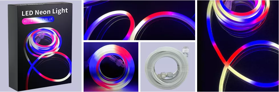 RED & WHITE & BLUE LED NEON STRIP LIGHT KIT